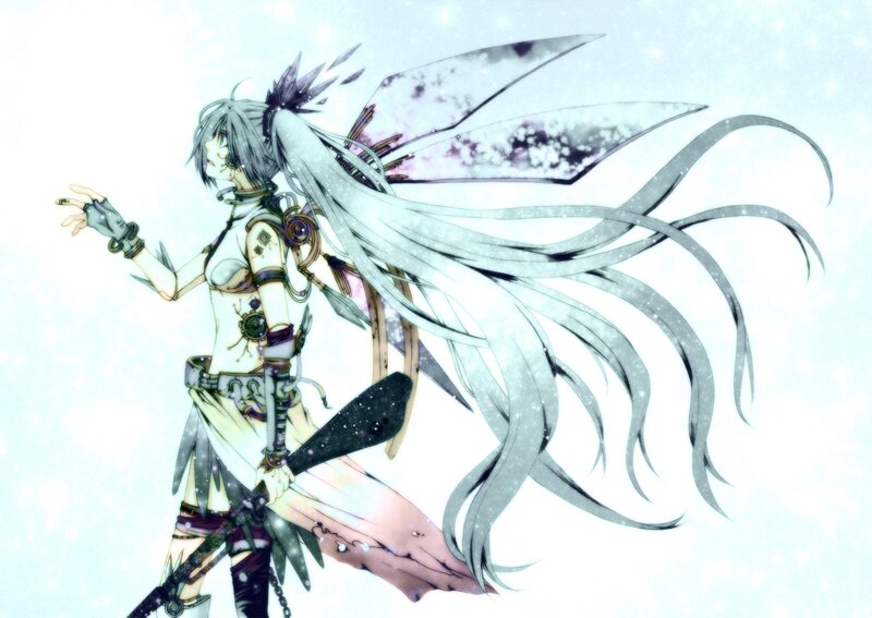 Anime Character with Long Hair — White, Dramatic, Winter
