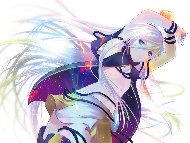 Anime Character with Long Hair — White, Dynamic