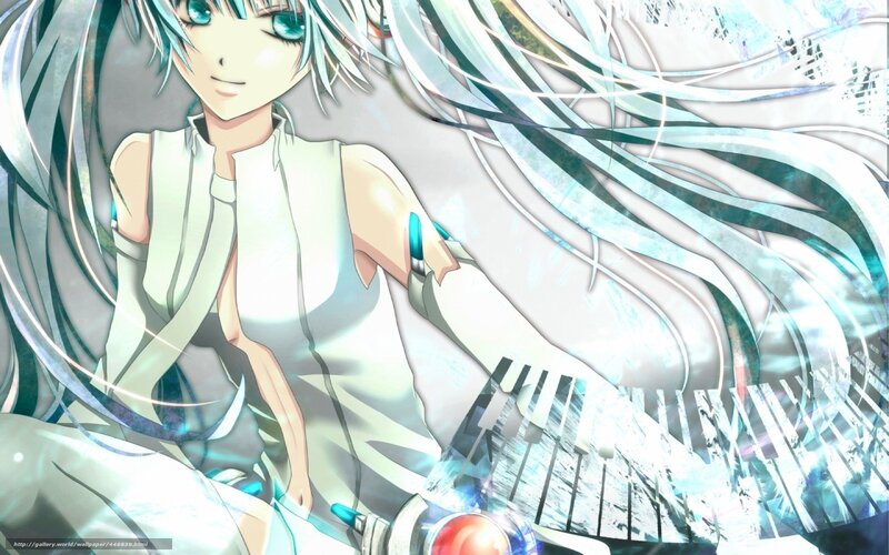 Anime Character with Long Hair — White, Serene, Piano Keys