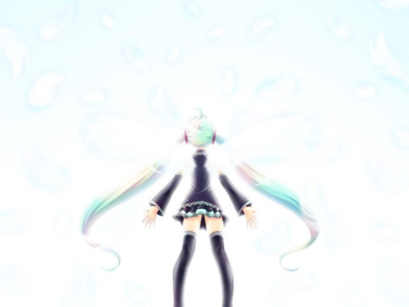 Anime Character with Long Hair — White, Serene