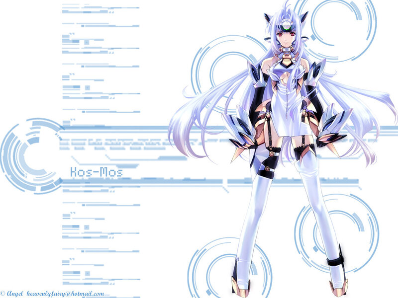 Anime Character with Long Hair — White, Technological