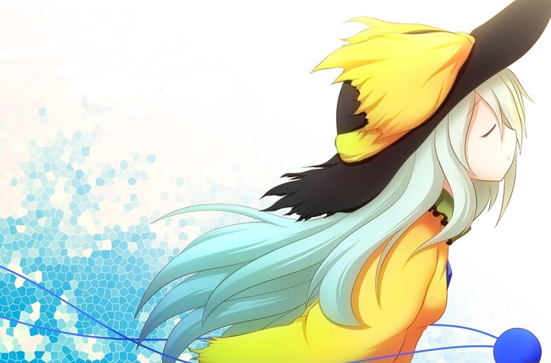 Anime Character with Long Hair — Yellow, Serene