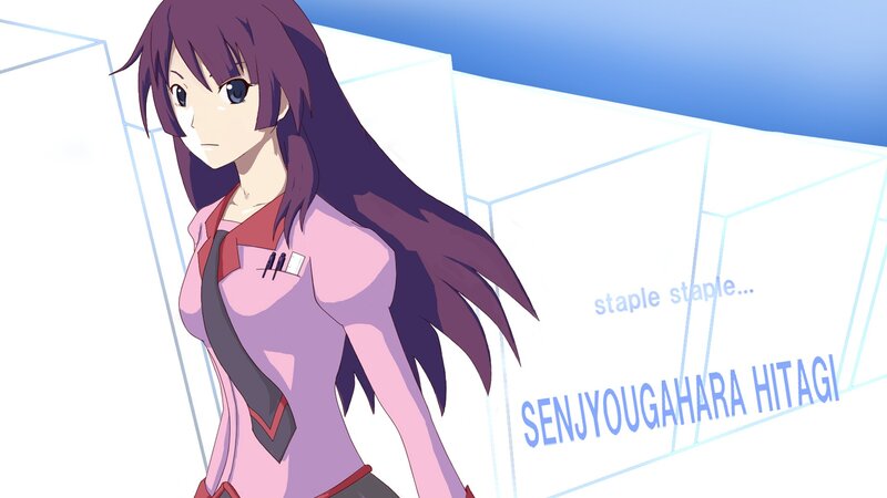 Anime character with long purple hair