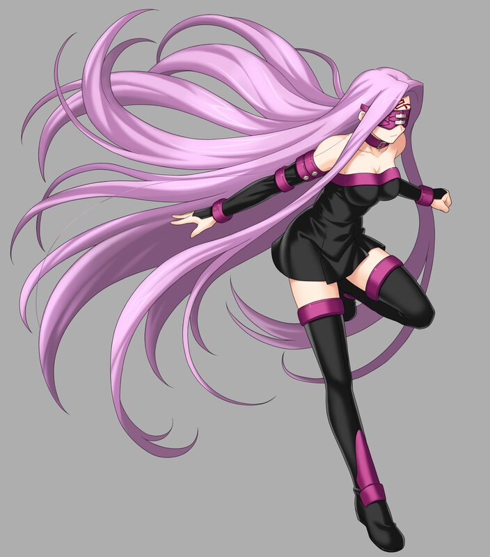 anime character with long purple hair