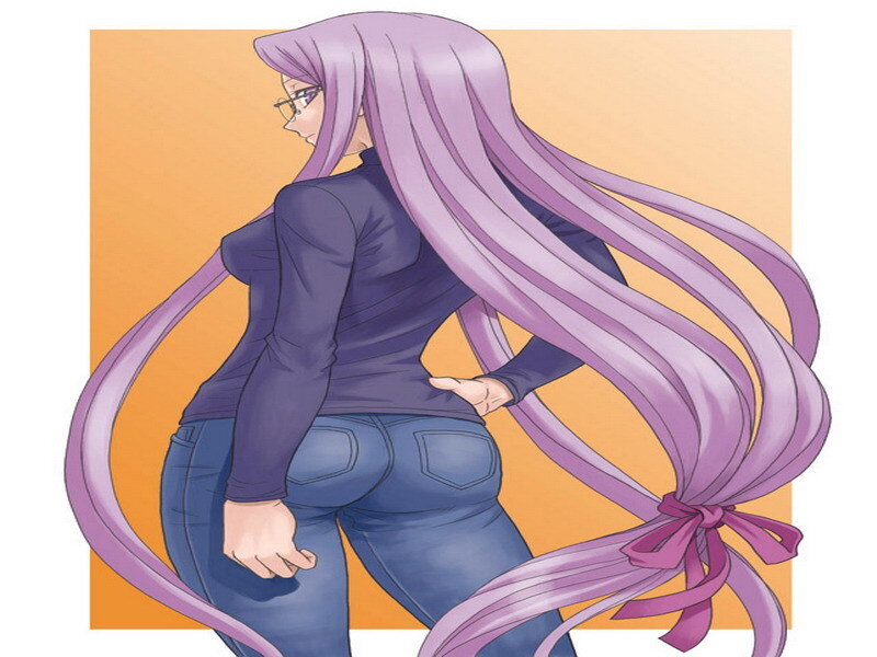 anime character with long purple hair