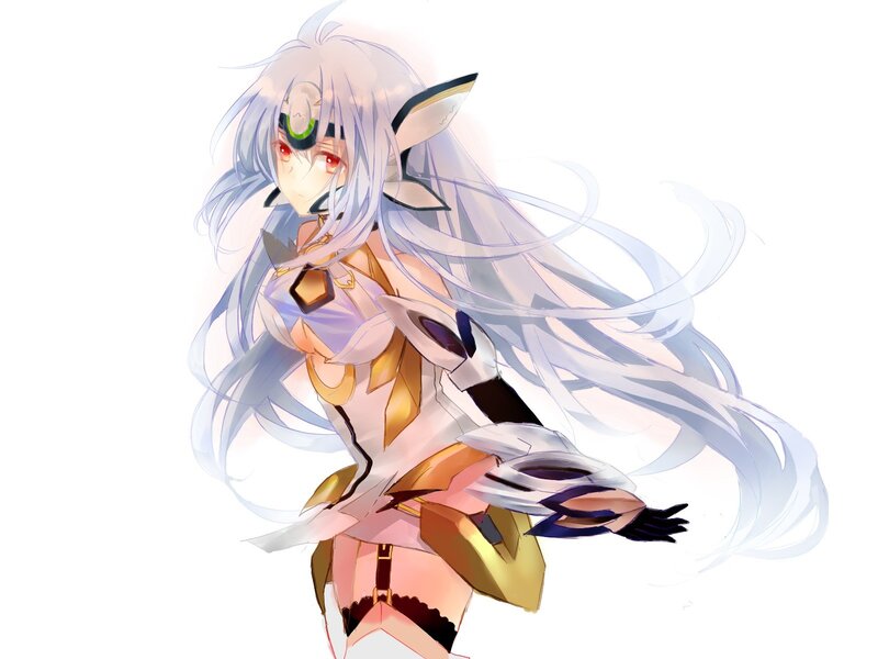 anime character with long white hair