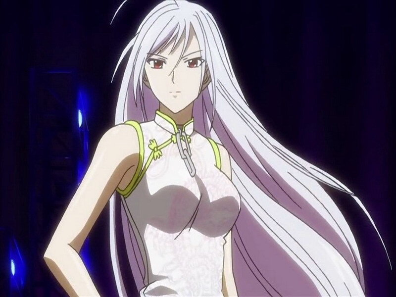 anime character with long white hair