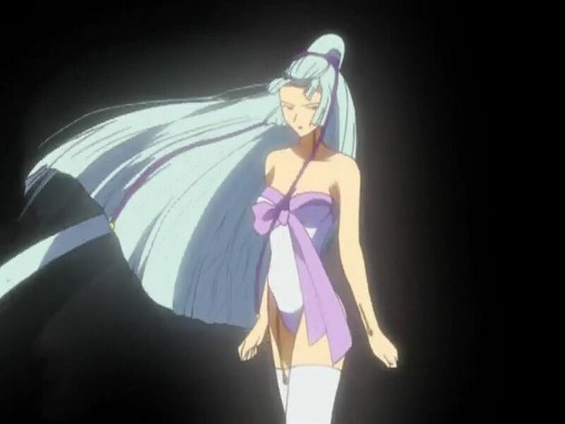 anime character with long white hair
