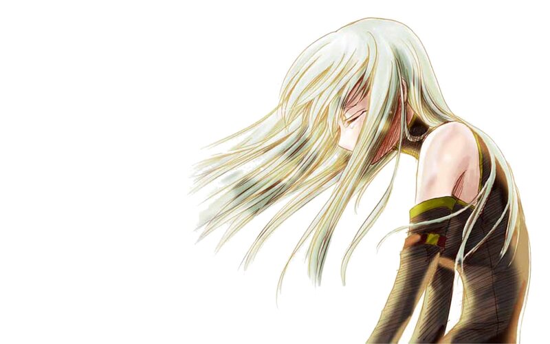 anime character with long white hair
