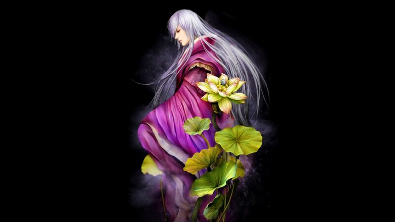 Anime Character with Lotus — Purple