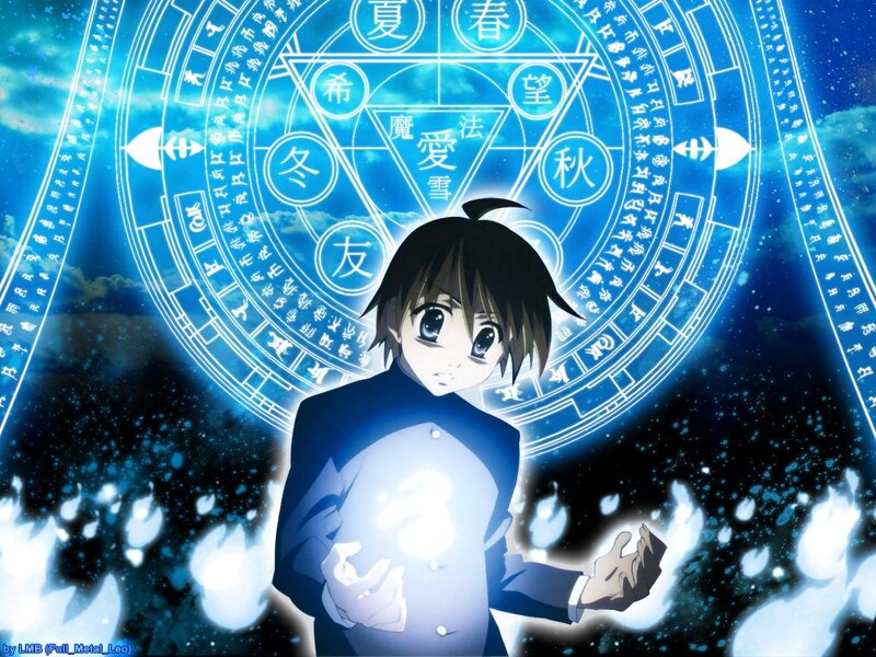 anime character with magic circle