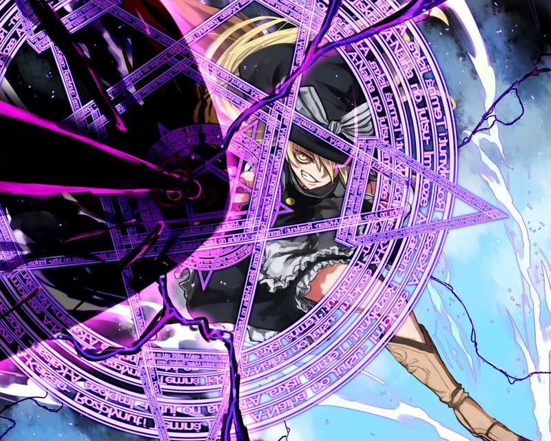 anime character with magic circle