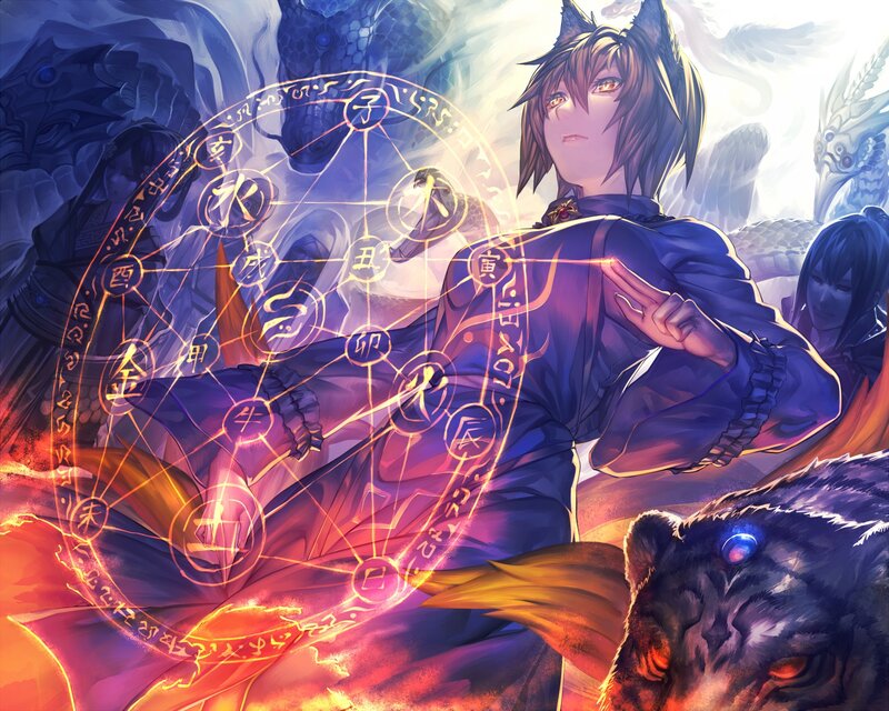 Anime Character with Magic Circle — Purple