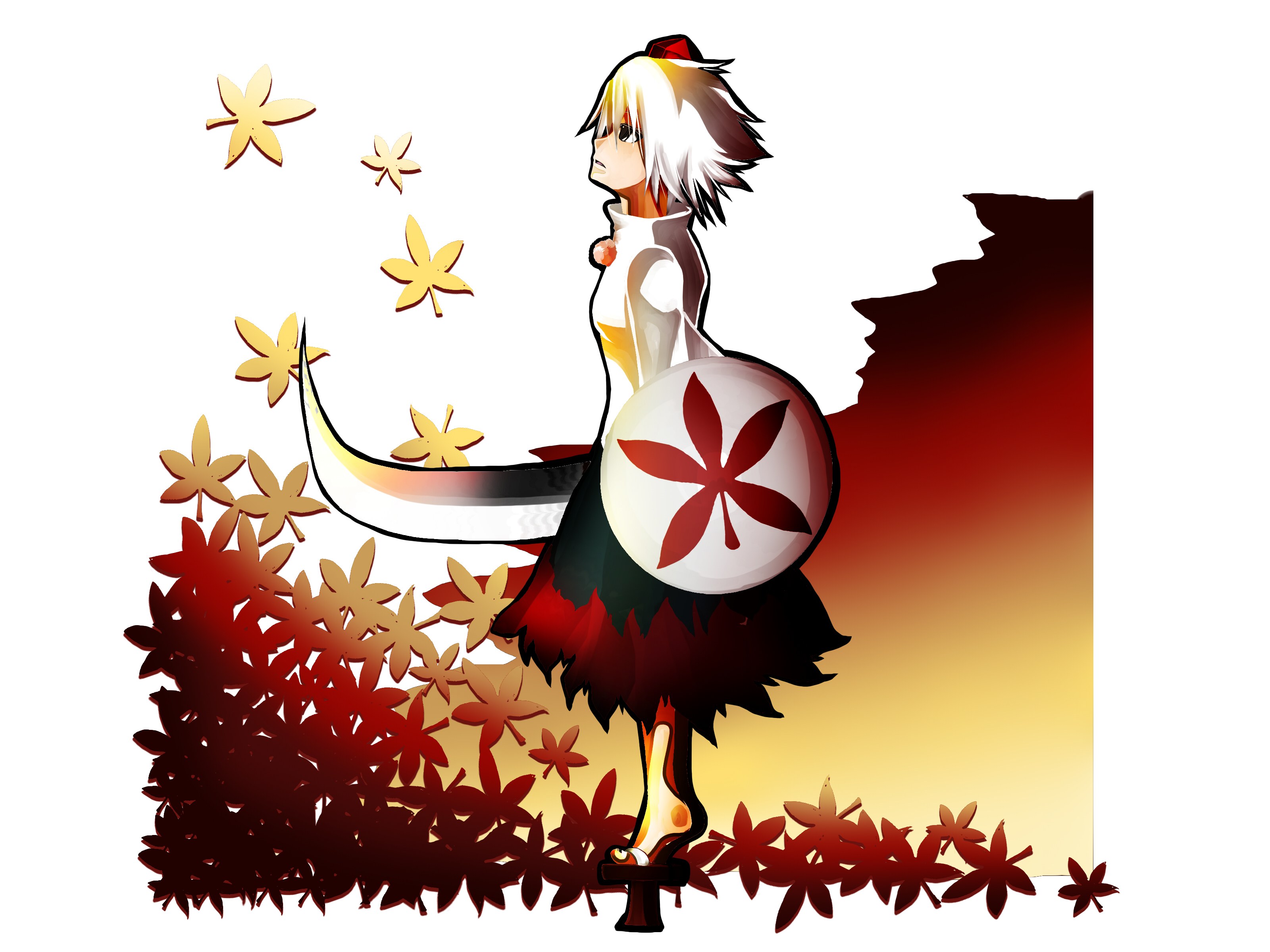 anime character with maple leaves