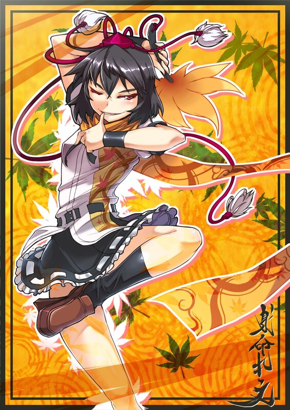 anime character with maple leaves