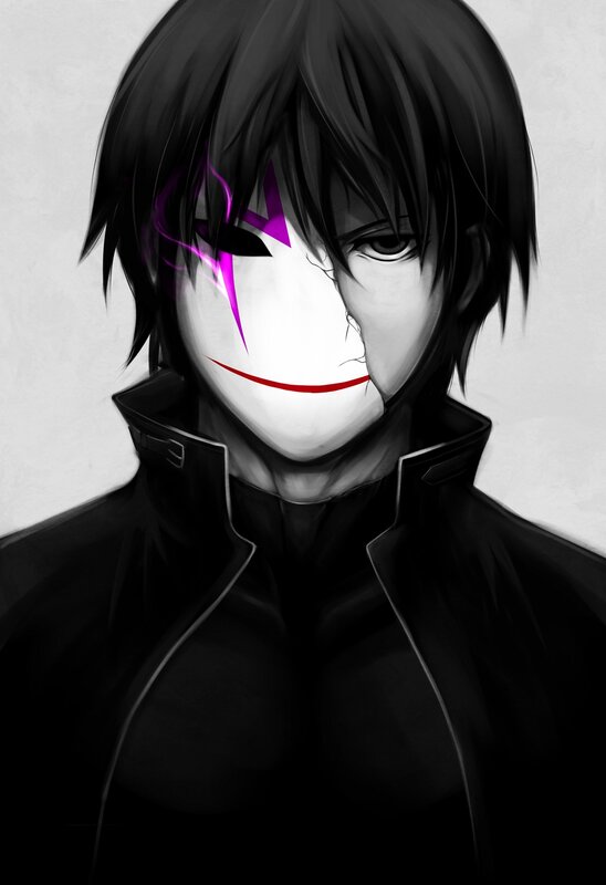 Anime Character with Mask — Black, Dramatic, Manga, Black Hair, Jacket