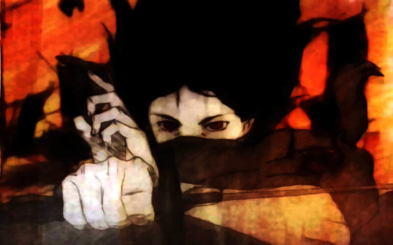 Anime Character with Mask — Black, Dramatic, Manga, Hand Gesture
