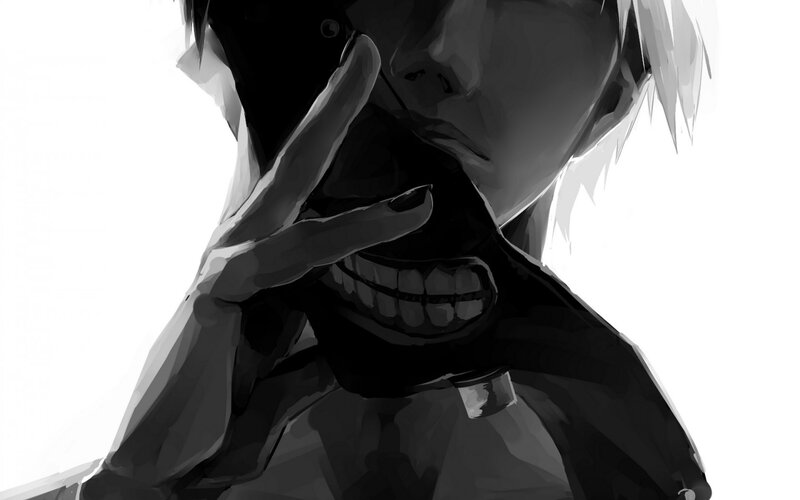 Anime Character with Mask — Black, Dramatic, Manga, Hand, Hair