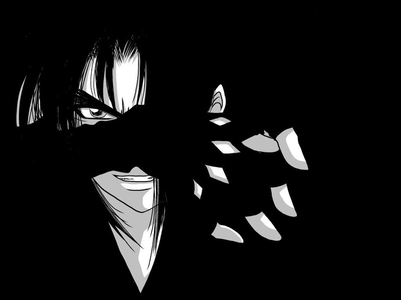 Anime Character with Mask — Black, Dramatic, Manga, Hand