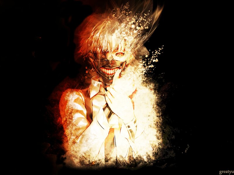 Anime Character with Mask — Black, Dramatic, Manga, White Shirt