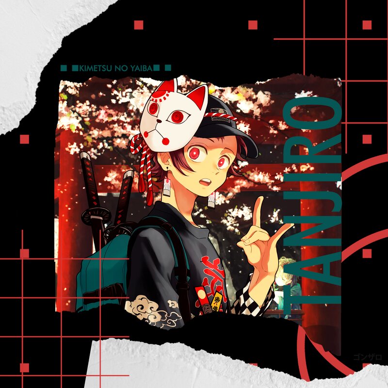 Anime Character with Mask — Black, Dramatic, Spring