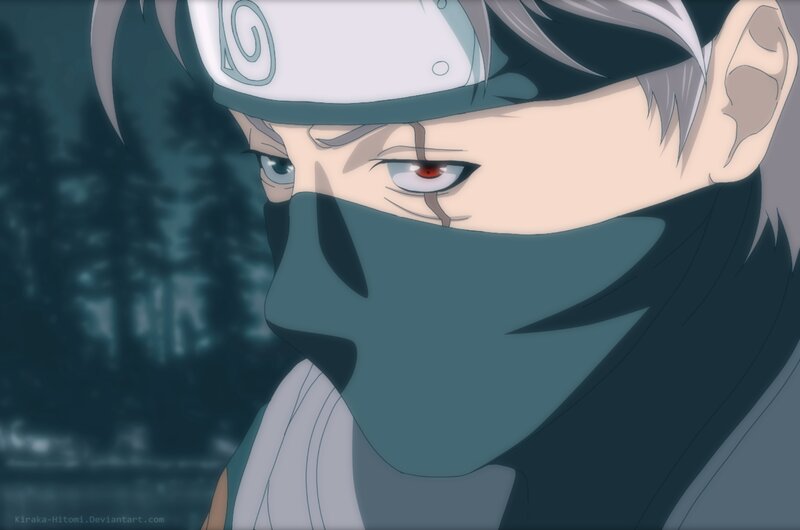 Anime Character with Mask — Blue, Serious