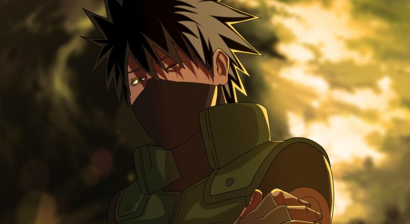 Anime Character with Mask — Brown, Dramatic