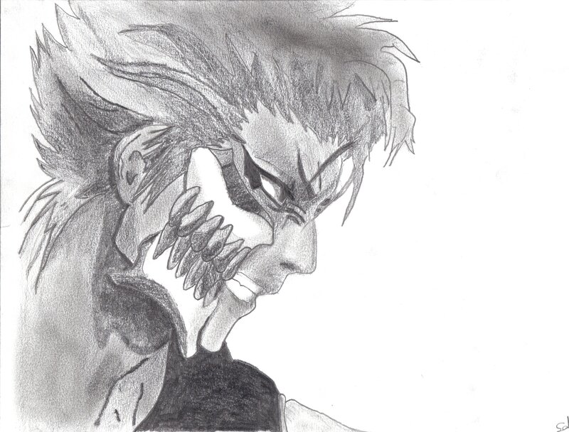 Anime Character with Mask — Gray, Dramatic