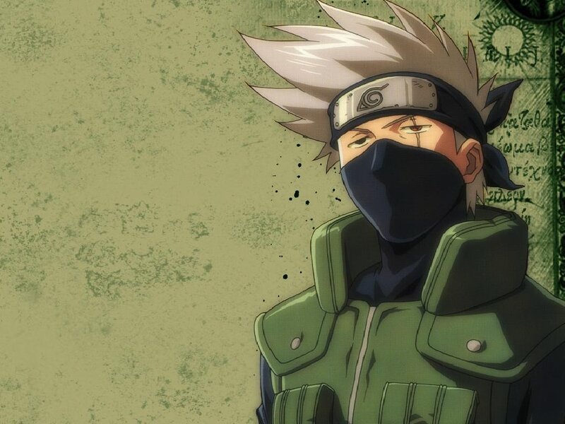 Anime Character with Mask — Green, Serious