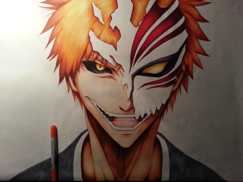 Anime Character with Mask — Orange, Intense, Manga