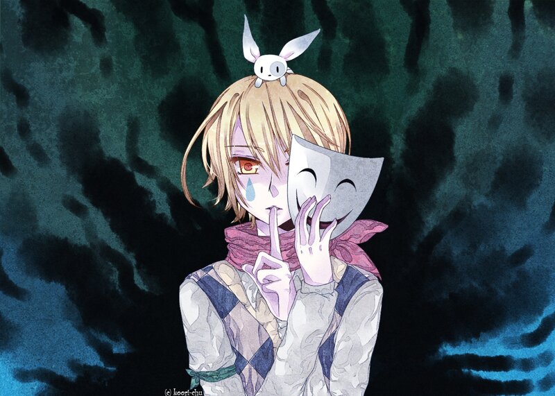 Anime Character with Mask — Purple, Dramatic, Digital Art