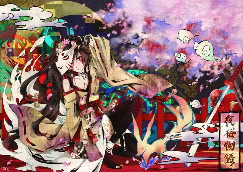 Anime Character with Mask — Purple, Dramatic, Night, Digital Art