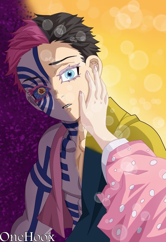 Anime Character with Mask — Purple, Dramatic, Sunset