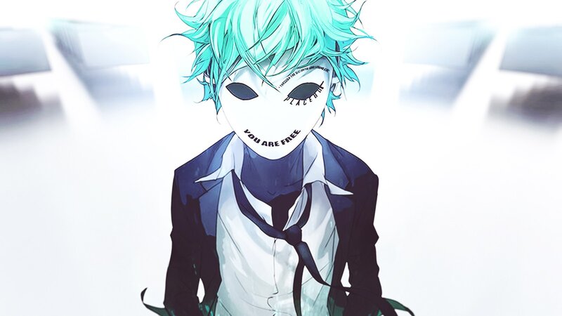 Anime Character with Mask — White, Dramatic, Suit