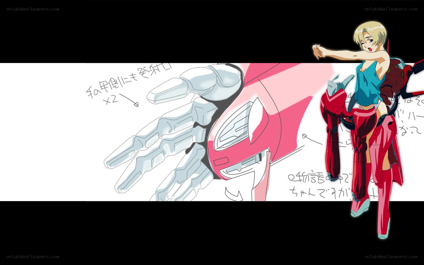 Anime character with mecha design