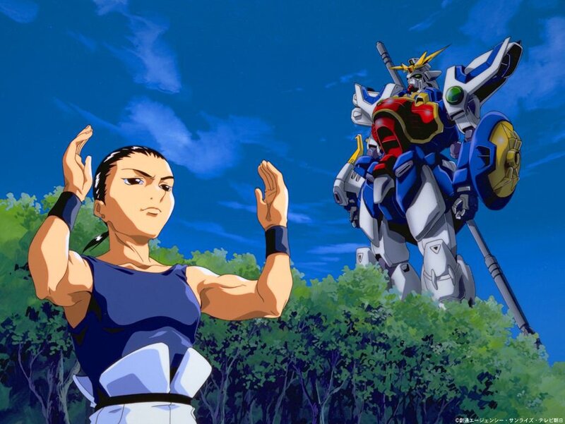Anime character with mecha robot
