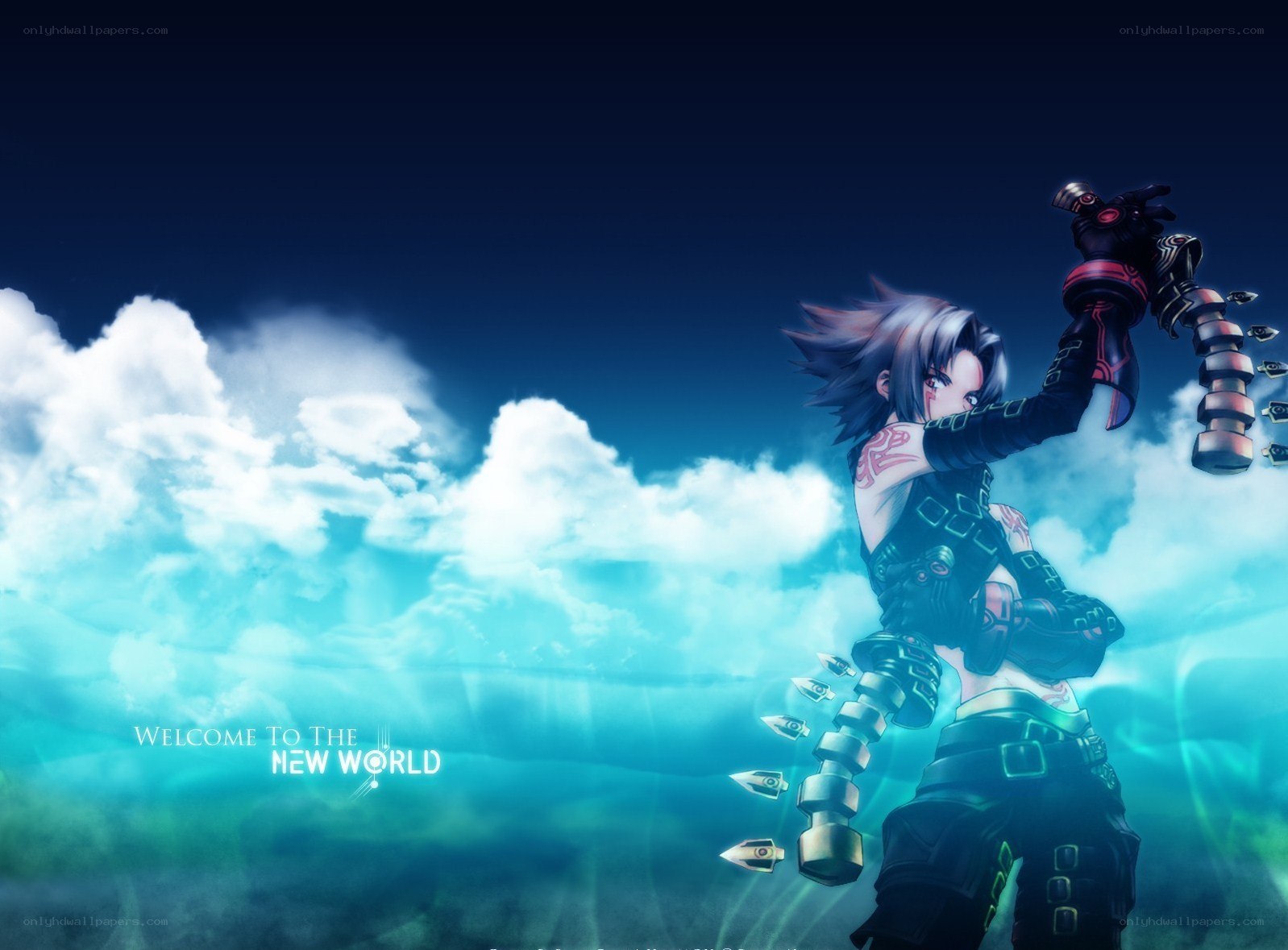 anime character with mechanical arm
