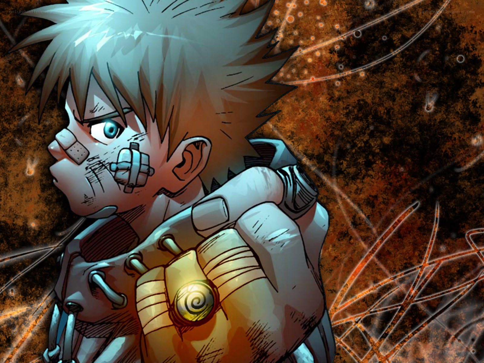 anime character with mechanical arm