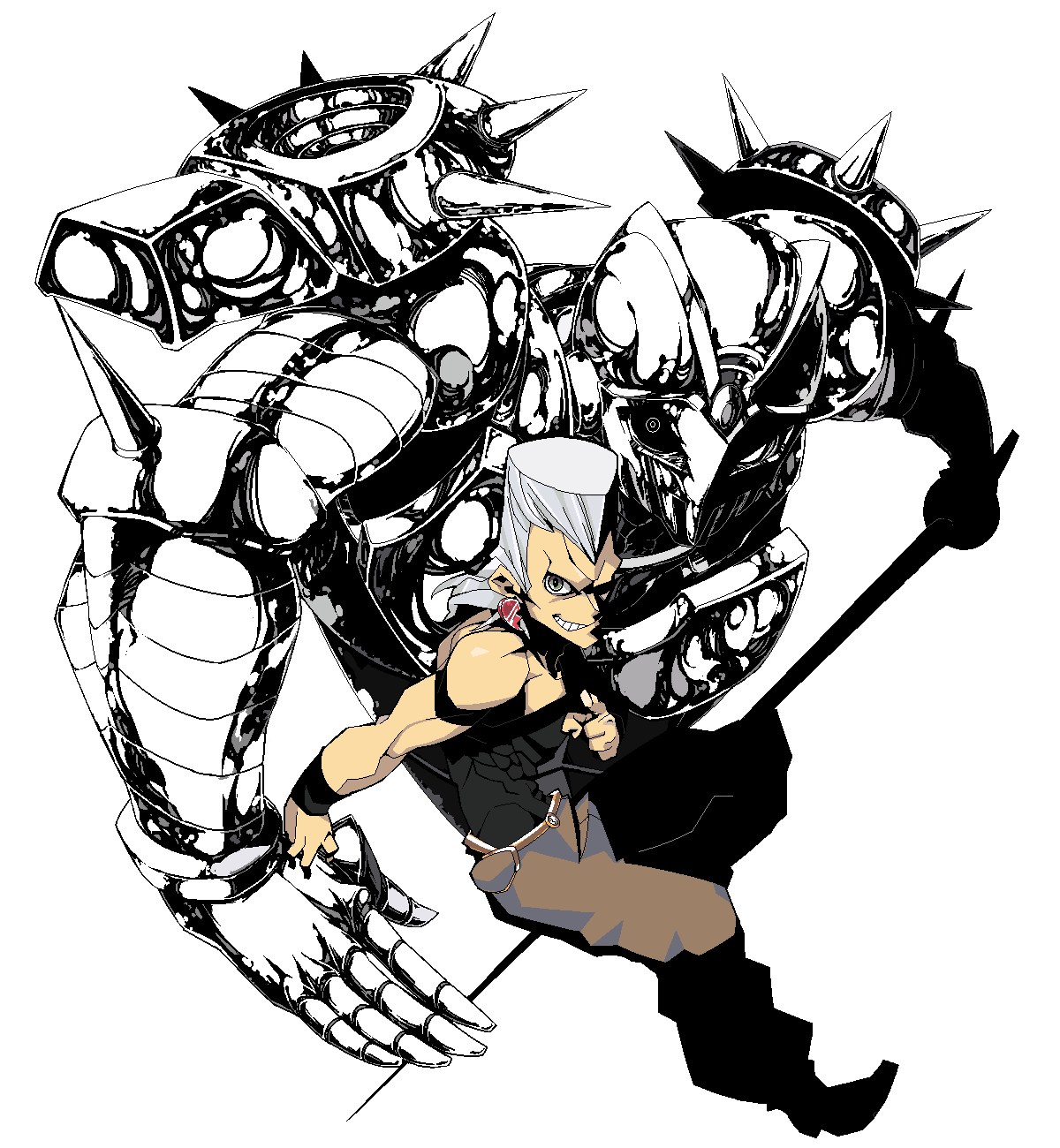 Anime character with mechanical armor