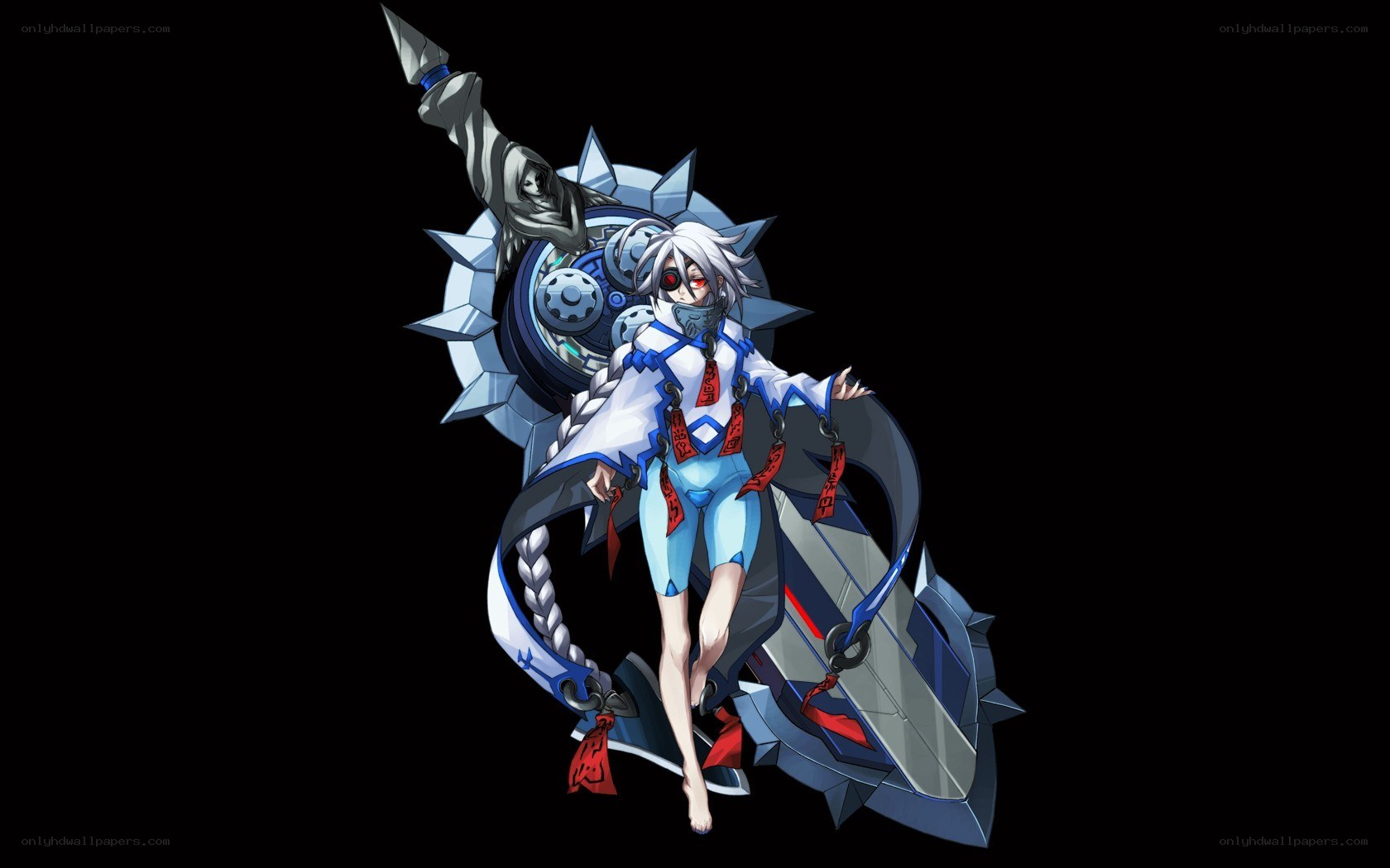 anime character with mechanical armor