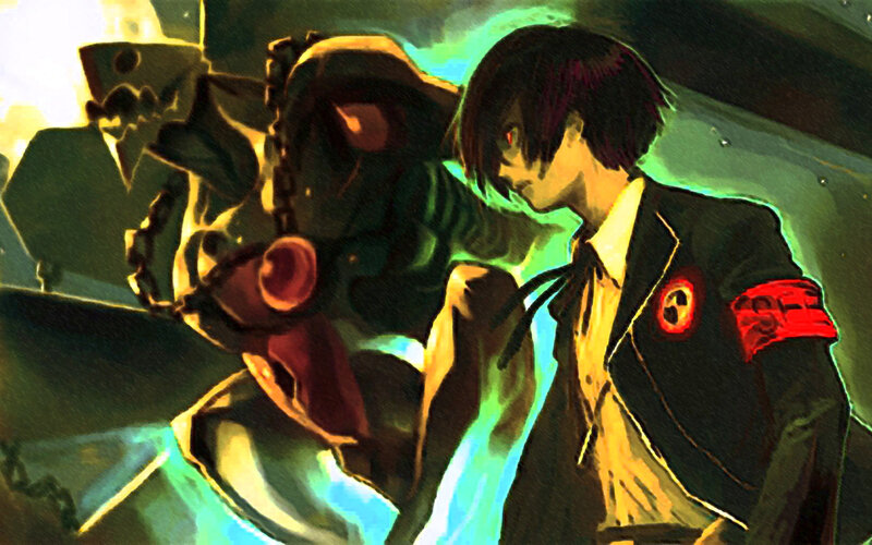 anime character with mechanical creature