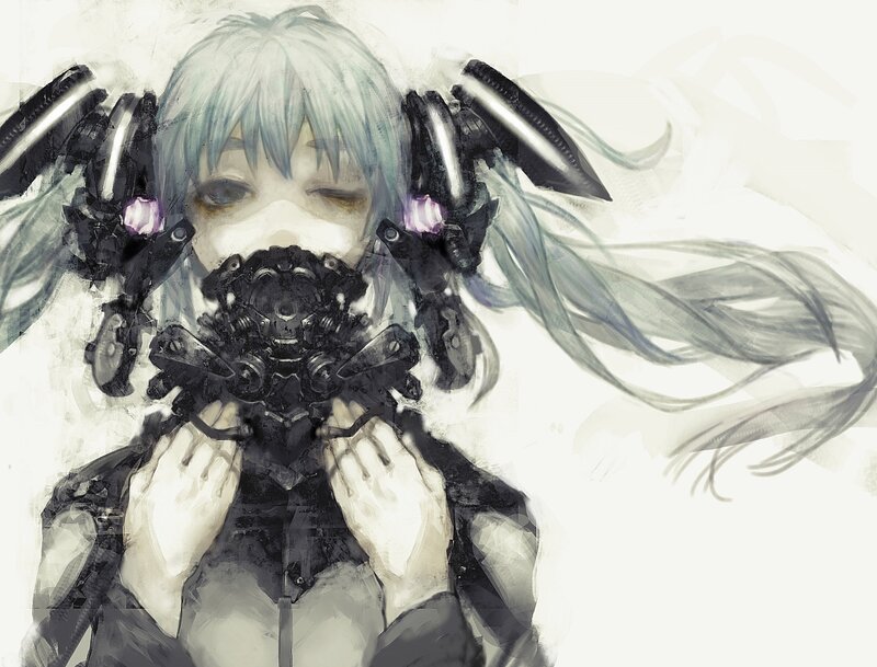 Anime Character with Mechanical Mask — White