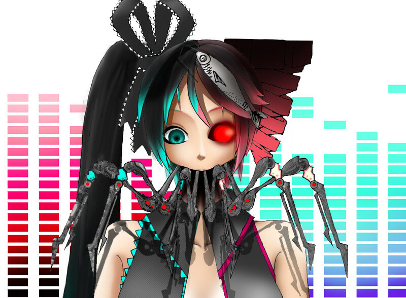 Anime Character with Mechanical Parts — Black