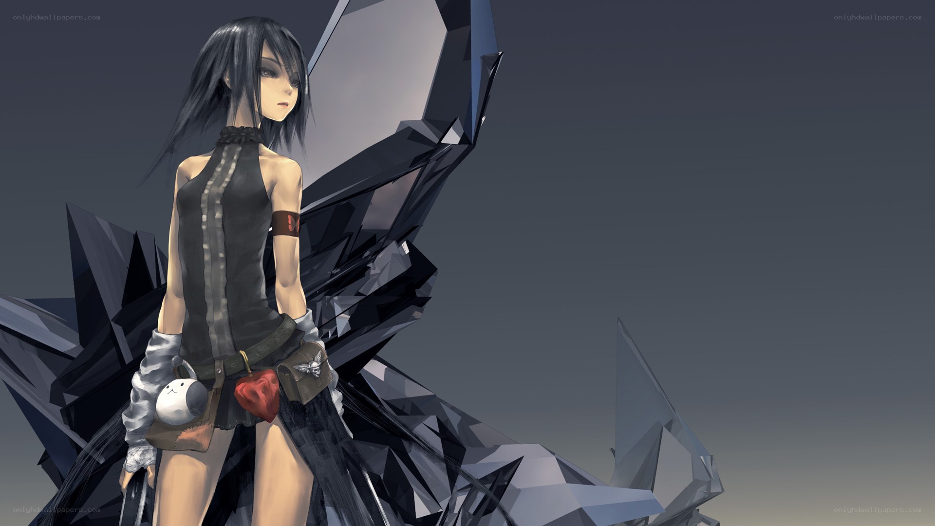 anime character with mechanical wings