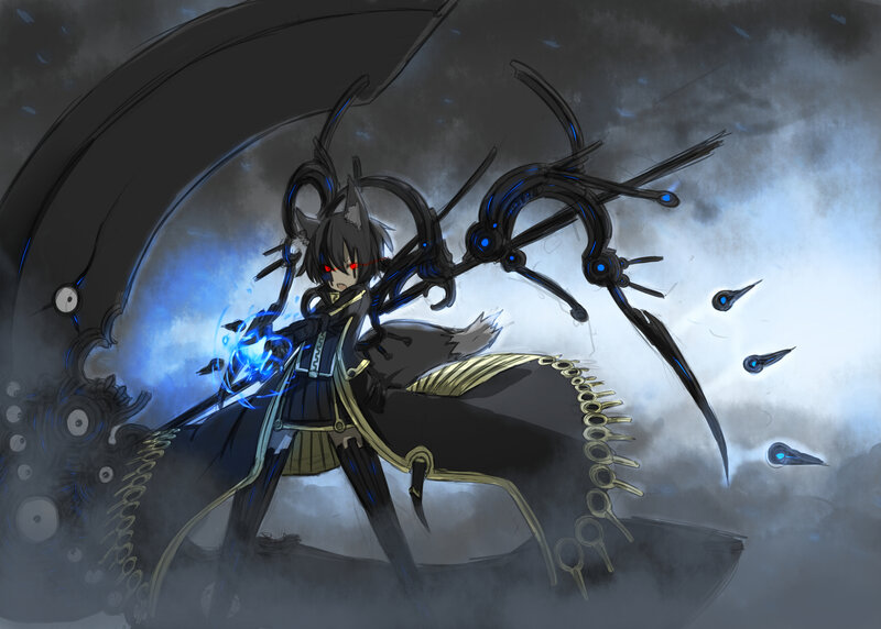 Anime Character with Mechanical Wings — Black