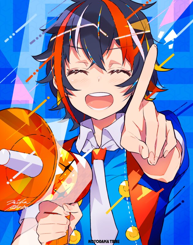 Anime Character with Megaphone — Blue