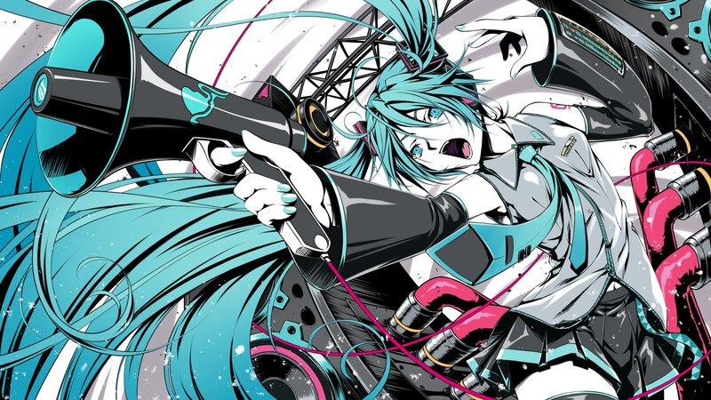 Anime Character with Megaphone — Cyan, Dynamic