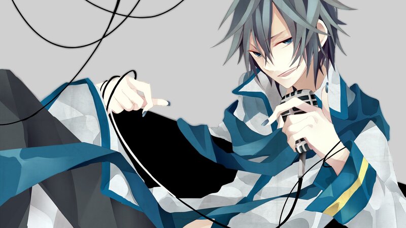 Anime Character with Microphone — Blue, Dramatic