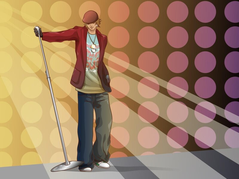 Anime Character with Microphone — Yellow