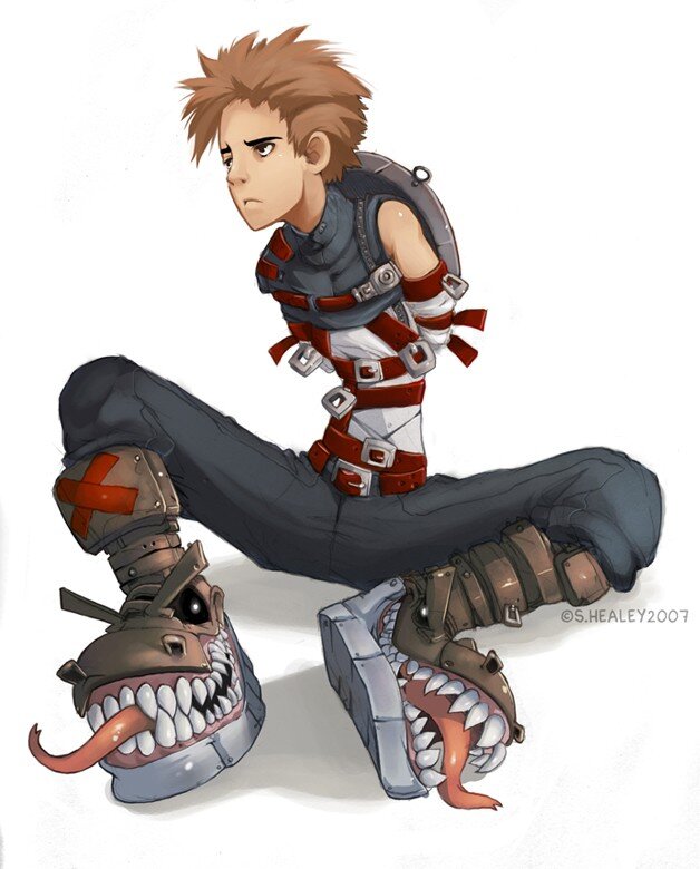 anime character with monster boots